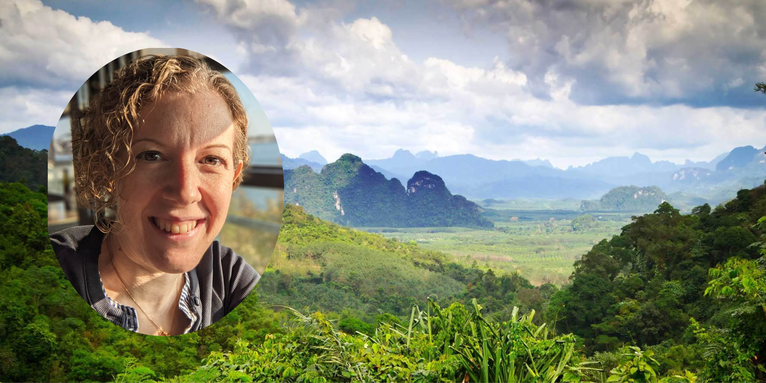 Woman with lanscape background